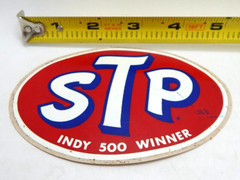 Vintage PAIR Original STP Sticker Decal Sticker 4.5″ Wide ” Indy 500 Winner “