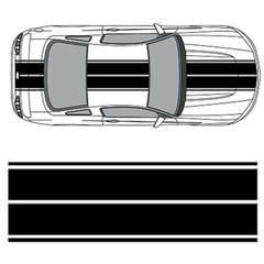 236” Black Hood Roof Trunk Rally Racing Stripe Decal Sticker For Ford Mustang