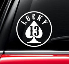 Lucky 13 lDecal Vinyl Car Window Sticker ANY SIZE