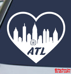 ATLANTA SKYLINE HEART Vinyl Decal Sticker Car Rear Window Bumper GEORGIA ATL GA