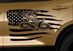 DON’T TREAD ON ME USA Flag Rattle Snake Hood/Door vinyl Decal Fits Chevy Blazer