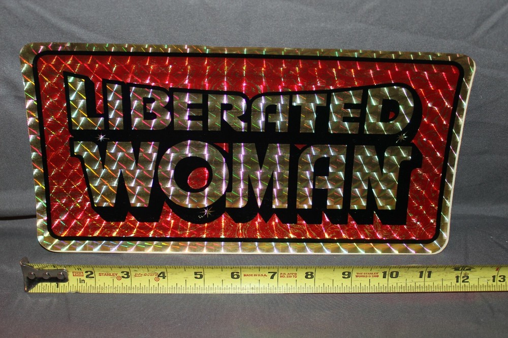 Chroma Graphics Vintage Spectra 70s 80s Auto License Plate Decal Liberated Woman