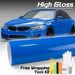 High Gloss Sapphire Blue Car Vinyl Wrap Sticker Decal Sheet Film DIY Air Release