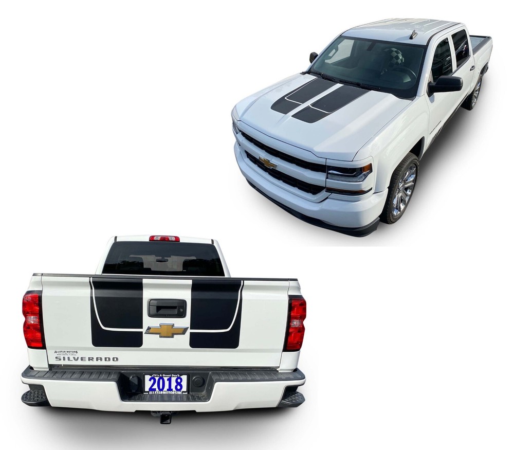 2016-2018 For Chevy Silverado Decals Rally Beast Stripes Hood Graphics Vinyl