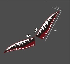 2pc Set Shark Mouth Tooth Stickers Vinyl Exterior Decal For Car Side Door Fender