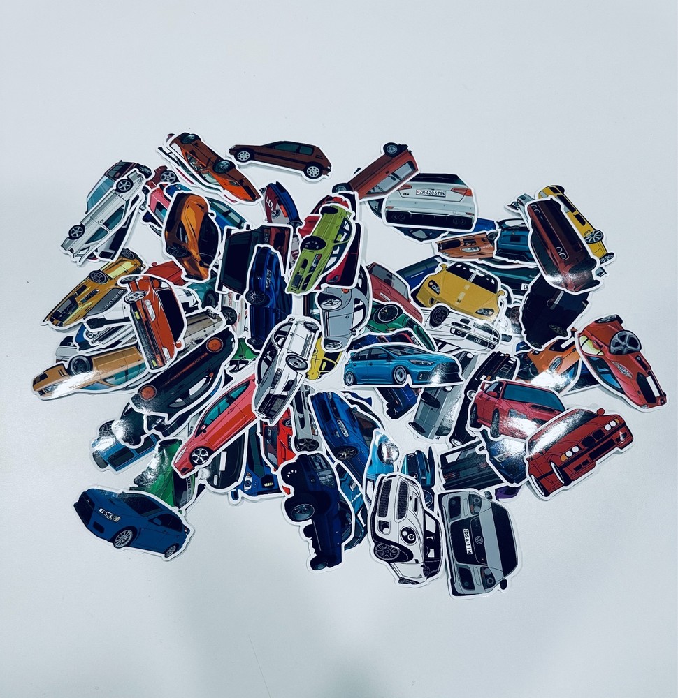 100 pcs Random Super Car Racing Cartoon Stickers (Set #2)