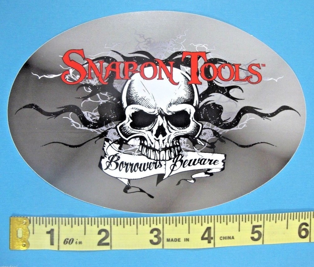 Genuine Official Snap On Tools Logo Decal BORROWERS BEWARE – Oval 6″ x 4″ NEW