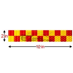 Red & Golden Yellow Safety Reflective Checker Flag Sticker Stripe Warning Mark