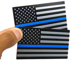 2x ALUMINUM Thin Blue Line Decal Sticker Car, Motorcycle, SUV