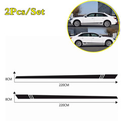 Stickers Stripes Graphics Car Body Side Door Skirt Decals Waterproof 220*8CM