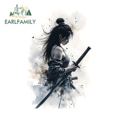 EARLFAMILY Samurai Female Graffiti Car Stickers Creative Windows Bumper Decal