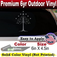 White Tree of Gondor Lord of the Rings Car Truck Window Decal Silver 6X4.5