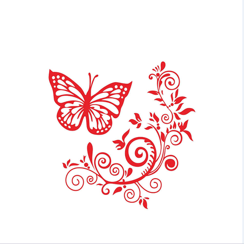 Car Window Body Side Vinyl Sticker Red Butterfly Flower Graphics Self-Adhesive