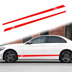 1Pair Car Side Skirt Racing Stripes Vinyl Door Decal Sticker Accessories 220cm