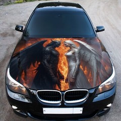Demon and Angel Car Hood Wrap Decal Vinyl Sticker Full Color Graphic Fit Any Car