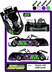 RACING GO KART WRAP WITH FRONT AND REAR NUMBERS, graphics, decals, wraps-Style29