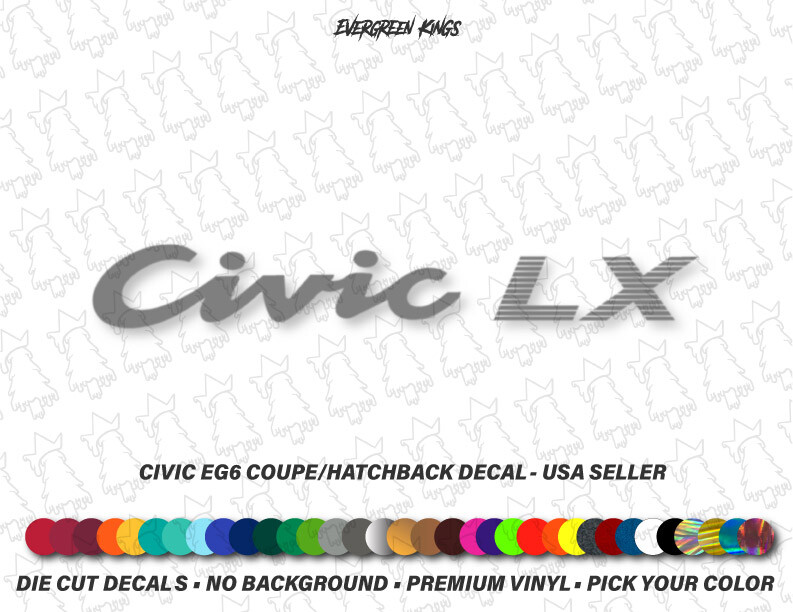 Civic LX Rear Hatch Trunk Decal for 92-00 Honda Civic EF EG EK Resto mod Sticker