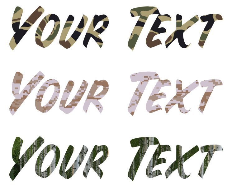 2 Personalized CAMO Custom Text Vinyl Decals for your Car Laptop or Notebook