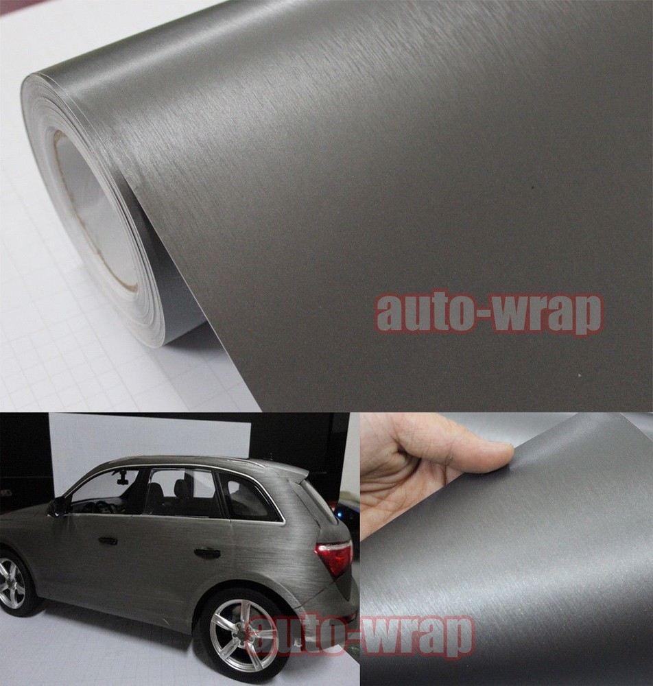 Full Roll 100FT x 5FT Metallic Brushed Grey ALUMINUM Vinyl Car Wrap Sticker Film