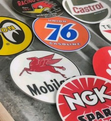 Lot Of (8) 2″ Racing Mini decals. NASCAR NHRA stickers Toolbox, Mooneyes, 76.