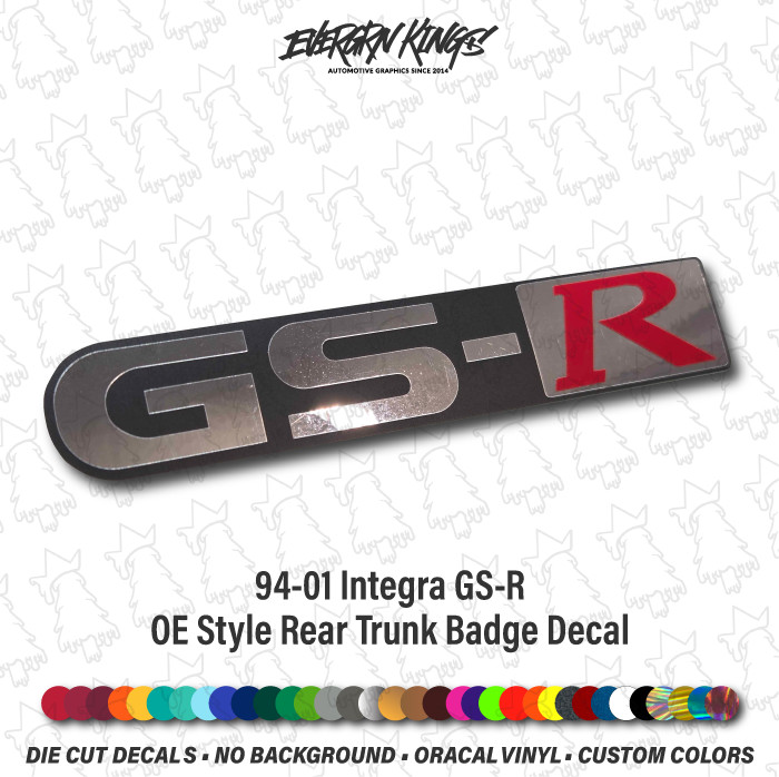 94-01 Integra GS-R Rear Chrome DECAL Badge Emblem GSR USDM B18 B16 B17 DC DA DB