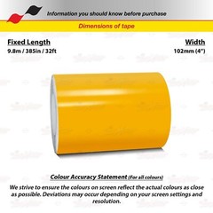 AMBER YELLOW 4″ 102mm Roll PIN STRIPE Car Striping Line TAPE Decal Vinyl Sticker