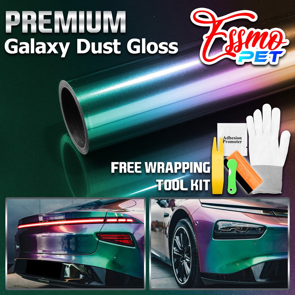 ESSMO PET Galaxy Dust Gloss Spectrum Purple Green Car Vinyl Wrap Decal Sticker