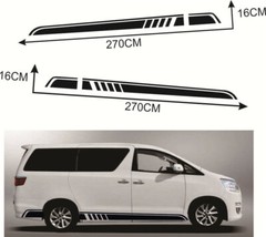 2pcs/Set DIY Stripe Decal For Car Side Door Vinyl Stickers Graphics Emblem Black