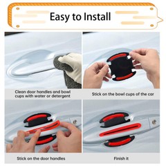 8 PCS Reflective Car Door Handle Protective Film Sticker Safety Strip Sticker