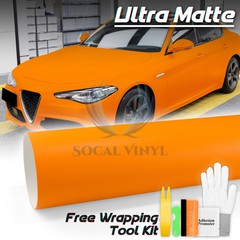 Premium Ultra Matte Flat Flame Orange Auto Vinyl Wrap Sticker Decal Sheet Film