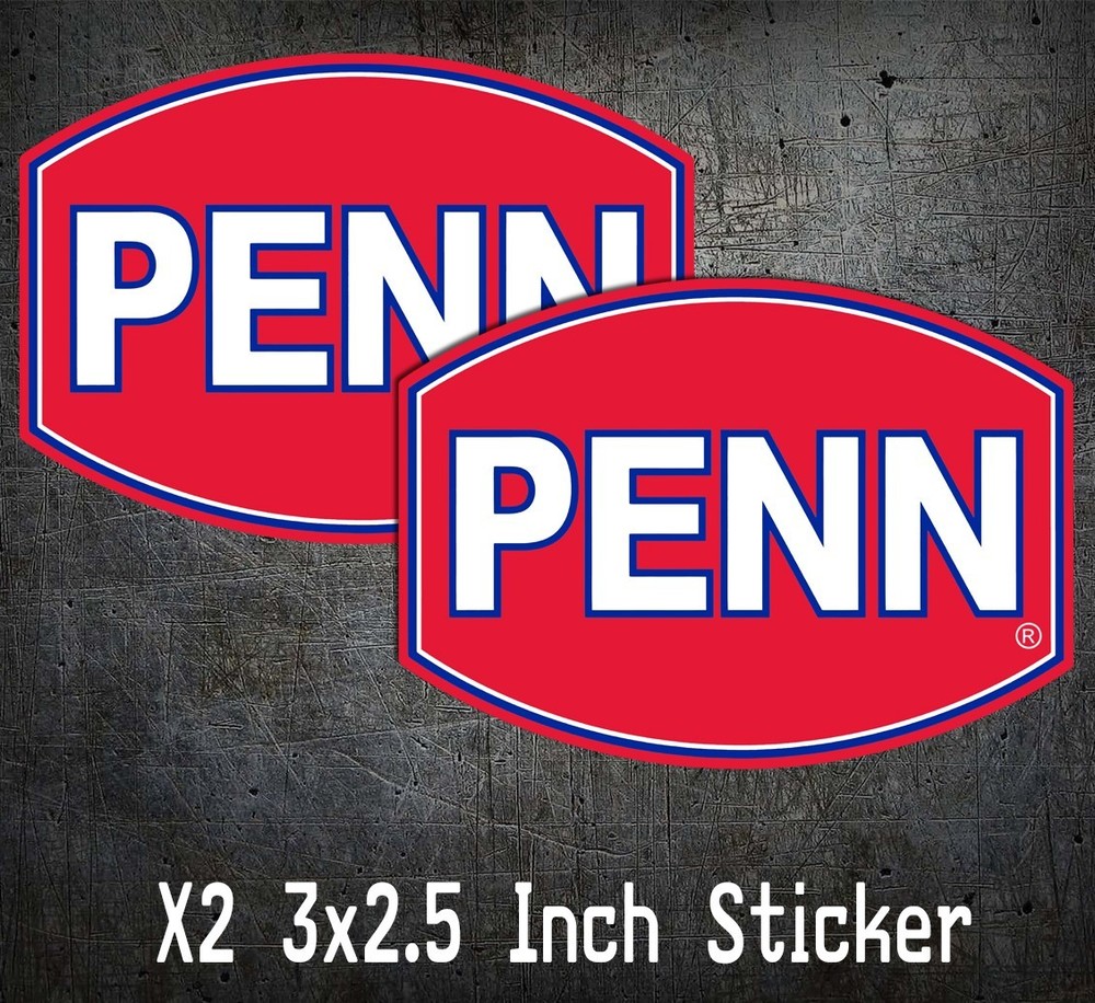X2 Penn Vinyl Decals Stickers Bass Tournament Boat Pro Fishing Line Sponsor 3in