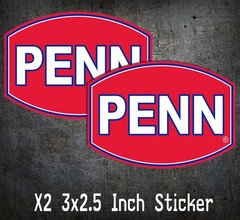 X2 Penn Vinyl Decals Stickers Bass Tournament Boat Pro Fishing Line Sponsor 3in
