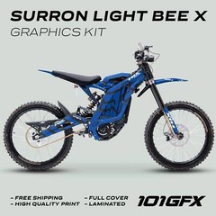 Surron Light Bee X Graphics Kit FOX RACE LINE Blue Black Decals Stickers