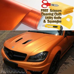 360″x60″ Satin Matte Chrome Metallic Orange Vinyl Film Wrap Bubble Free 30ftx5ft