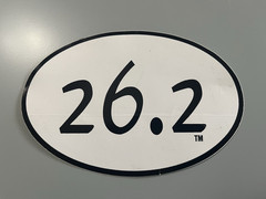 26.2 Marathon Runner Oval Car Bumper Sticker Black on White Decal 4″ x 6″