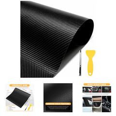 Car Wrap Vinyl, 3D Carbon Fiber Texture, 1 Foot by 5 Feet, Auto Interior