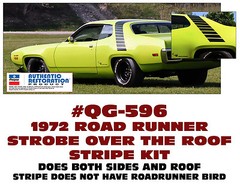 QG-596 1972 ROAD RUNNER STROBE STRIPE – SOLID ROOF – NO NAME or BIRDS