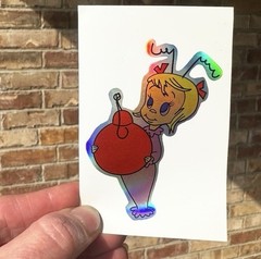 CINDY LOU WHO GRINCH DR SUESS LED Holographic Metallic 3” Vinyl Decal Sticker