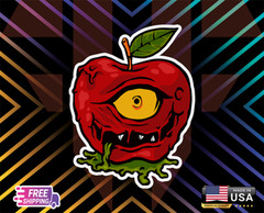 APPLE ZOMBIESTICKER DECAL,LAPTOP,WALL,WINDOW,ETC,6YEARS R+LAMINATED +FREESTICKER