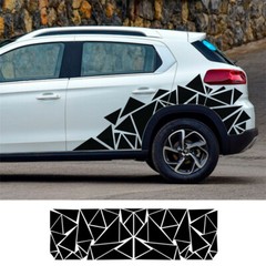 Geometric Triangle Graphics Decal Car Body Side Sticker Glossy Black Waterproof