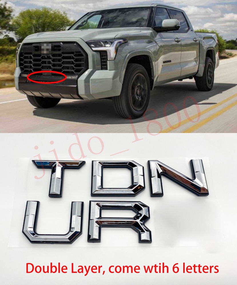 Chrome BLACK letters compatible with TOYOTA TUNDRA 2022 23 logo Front insert