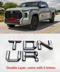 Chrome BLACK letters compatible with TOYOTA TUNDRA 2022 23 logo Front insert