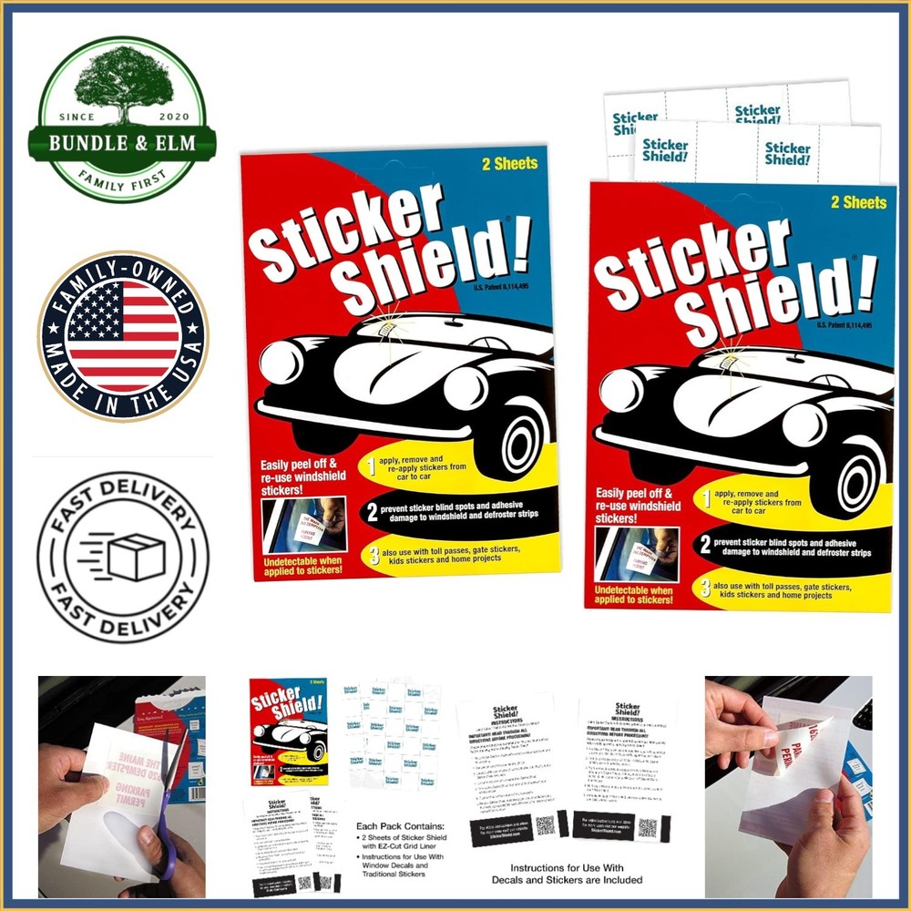 Durable Windshield Sticker Applicator with 4 Rectangular Sheets Included