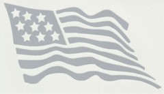 US Flag Waving Decal, Old Glory, Reflective Silver/White Vinyl