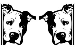 Two Pitbull Bulldogs Peeking Rendering Black Vinyl Decal Car Truck Window Tablet