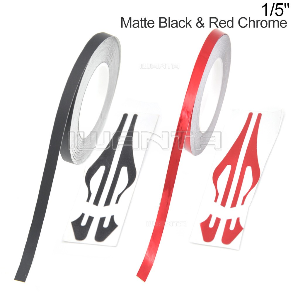 1/5″ 5mm Matte Black & Red Chrome Pinstriping Pin Stripe DIY Vinyl Decal Sticker