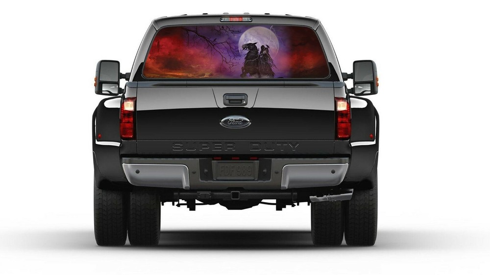 Grim Reaper Dark Horse Moon Rear Window Perforated Graphic Decal Vinyl Truck