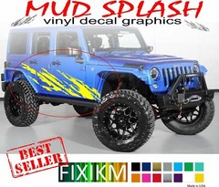 2X Mud Splash Off-Road Vinyl Decals – Left & Right Side Graphics for Jeep, Truck